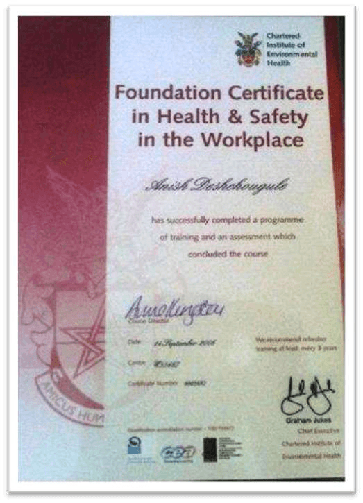 Foundation Certificate in Health & Safety in the Workplace