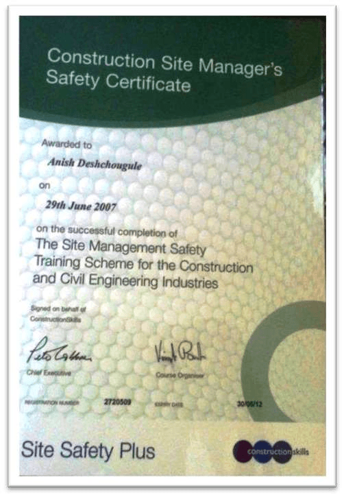 Construction Site Manager's Safety Certificate (SMSTS)